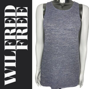 🛍️3/$40 Aritzia Wilfred Free Heather Blue Sleeveless  Tunic Top Size Small